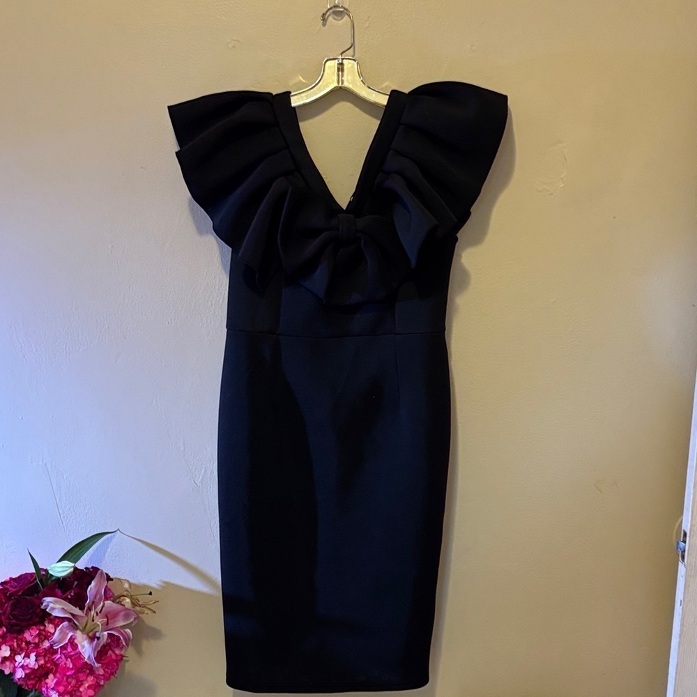 Elegant Black Ruffle Mini Dress